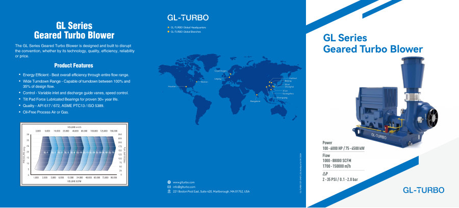 GL Geared Turbo Blower brochure first page, version 2401